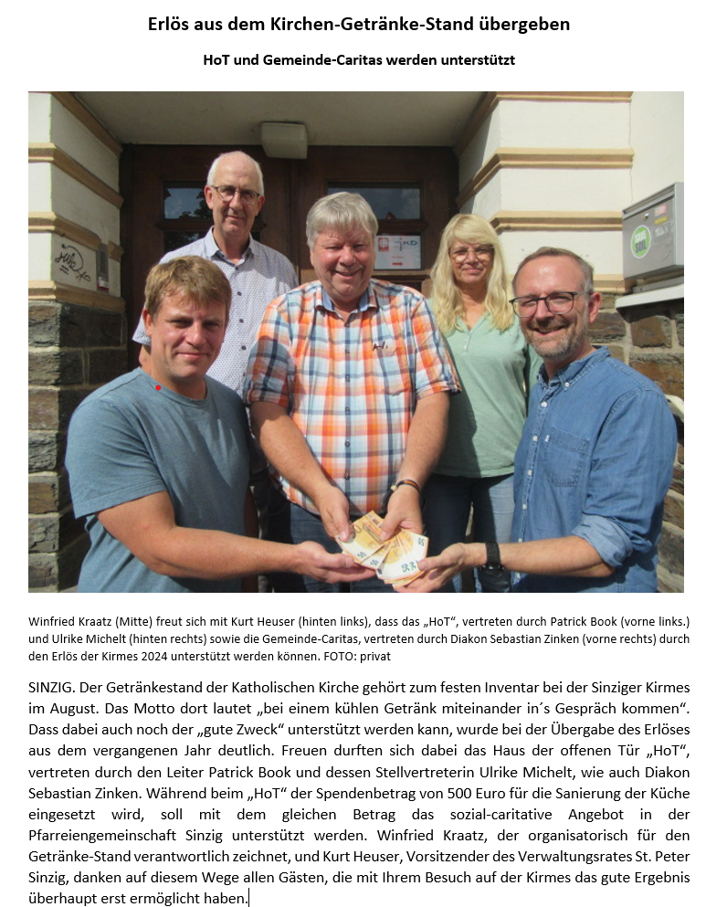 Aritkel Spende Kirmes Sinzig 2024