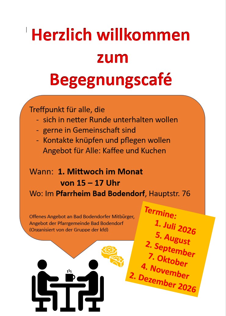 Begegnungscafe 2. Halbjahr