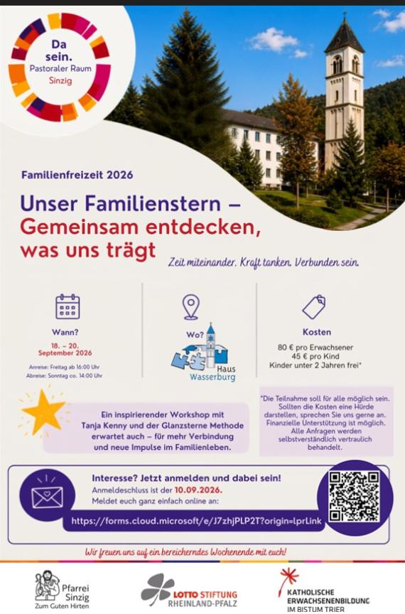 Flyer Familienwochenende (c) Pfarrei Sinzig Zum Guten Hirten Flyer Familienwochenende